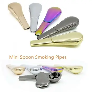 

Zinc Alloy Newest Portable Rainbow Spoon Smoking Pipe Magnetic Metal Tobacco Accessories 3 Colors Optional