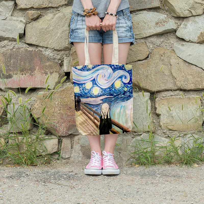 New Van Gogh Oil Painting Canvas Tote Bag Retro Art Fashion Travel Bag Women Leisure Eco Shopping High Quality Foldable Handbag New Van Gogh Oil Painting Canvas Tote Bag Retro Art Fashion Travel Bag Women Leisure Eco Shopping High Quality Foldable Handbag