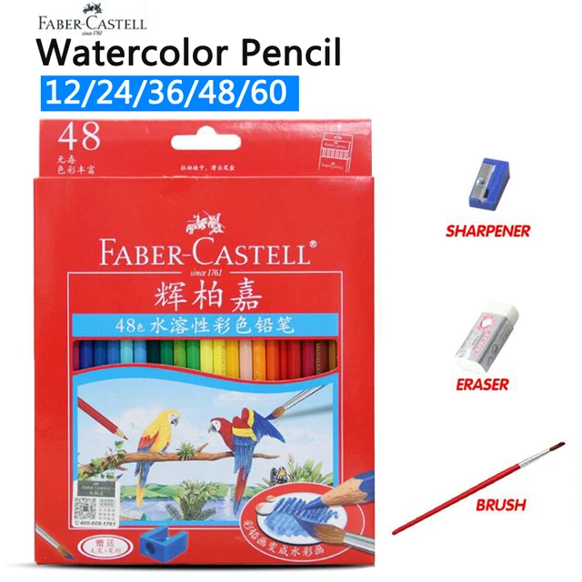 Faber-Castell Watercolor Crayons with Brush, 15 Colors - Premium Quality  Art Supplies for Kids