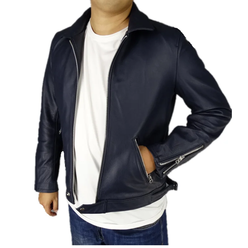 

Import head layer cowhide leather version, cultivate one's morality men show thin small lapel simple shape version temperament