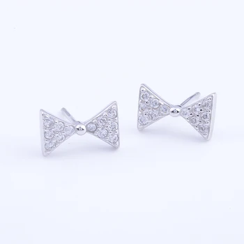 

925 Sterling Silver Big Butterfly Bowknot Bow-Tie Stud Earrings For Women Accesories Zircon Elegant Fashion Jewelry Brincos