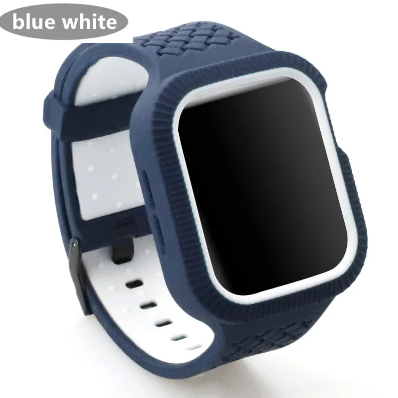 deep blue white Плетеный чехол+ ремешок для apple watch band pulseira apple watch 4 band 44 мм/40 мм iwatch band series 4 correa браслет ремешок для часов - Цвет ремешка: deep blue white