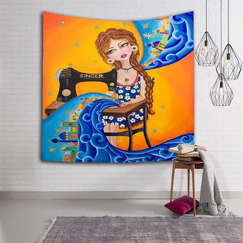 

Indonesian Girls Tapestries Wall Hanging Beach Round Tapestries fabric Blanket kawaii Pop Bedspreads Princess bed crown200X150cm