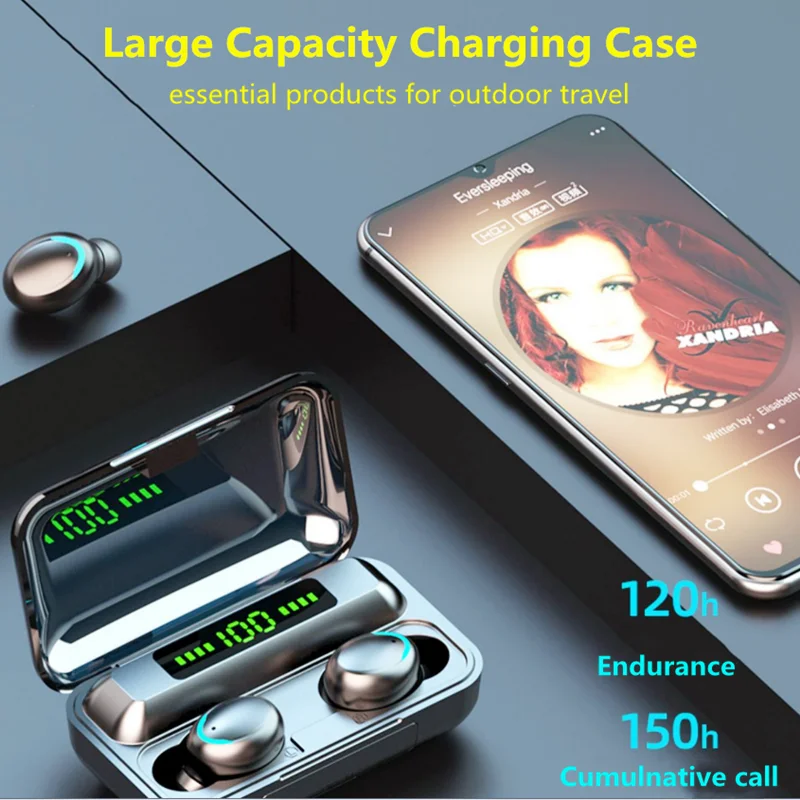 EWA Bluetooth Earphones F9 TWS Earphones Touch Control Auto Boot Headphone with Mic Noice Cancelling Sport Earbuds