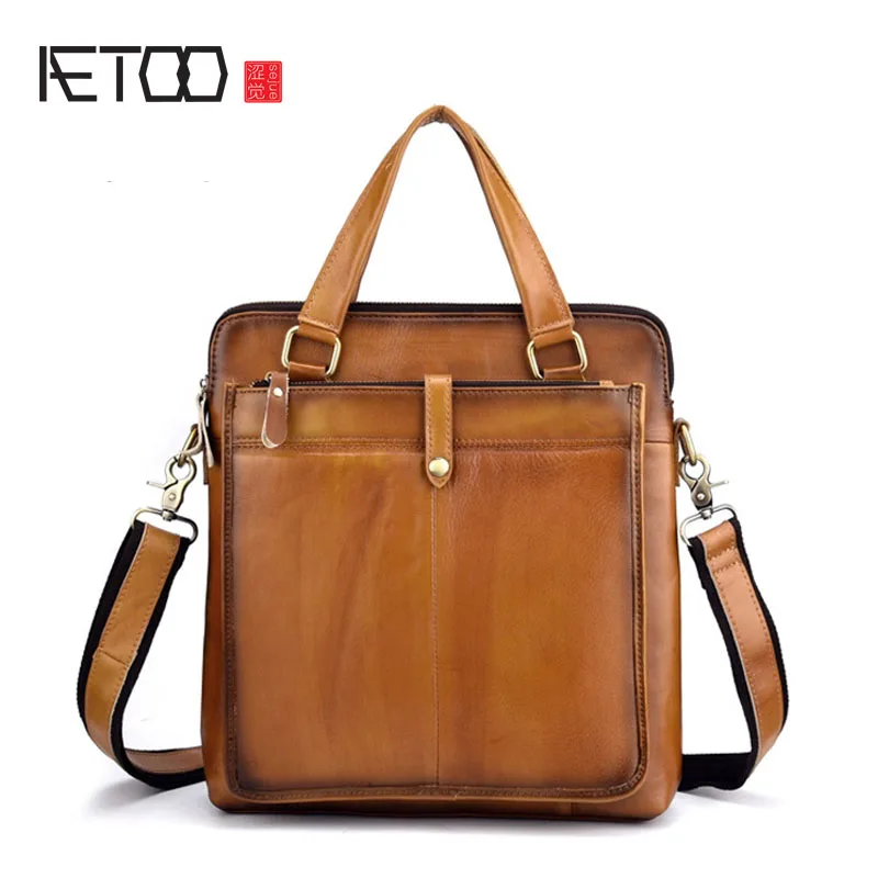 

BJYL Retro men's shoulder bag messenger bag Hand-coloured leather men's handbag Casual men's bag