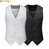 White Rose Sleeveless Waistcoat, Men's Single-breasted V-neck Business Vest, Wedding Party Men Vests Blue Red Black S-5XL 6XL 6