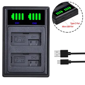 

Batmax LP-E8 LPE8 LP E8 New LED USB Dual Battery Charger with Type C Port for Canon EOS 550D 600D 650D 700D Kiss X4 X5 X6i X7i