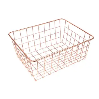 

Desktop Iron Art Storage Basket Cosmetic Storage Box Metal Grid Storage Basket Household Storage Container