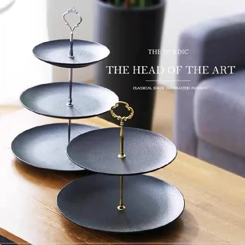 

Two And Three Layer Plate Coffee New Chinese Multi-layer Luxury Tea Plate Double Layer Ceramic Living Room Cake Plate
