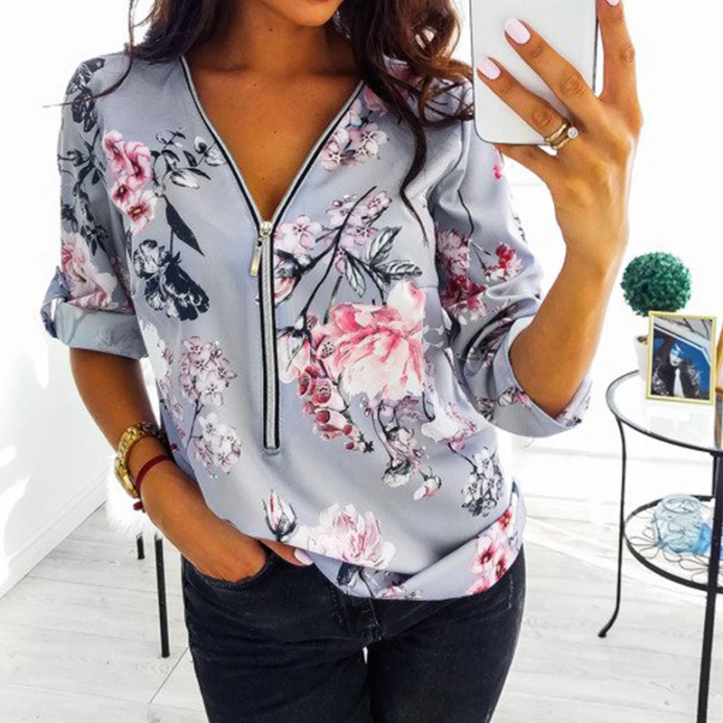 V Neck Shirt Loose Floral Print Tunic Shirt Plus Size Tops 2020 Spring Front Zipper Blouse Fashion Woman Clothes 5XL Women Tunic V Neck Shirt Loose Floral Print Tunic Shirt Plus Size Tops 2020 Spring Front Zipper Blouse Fashion Woman Clothes 5XL Women Tunic