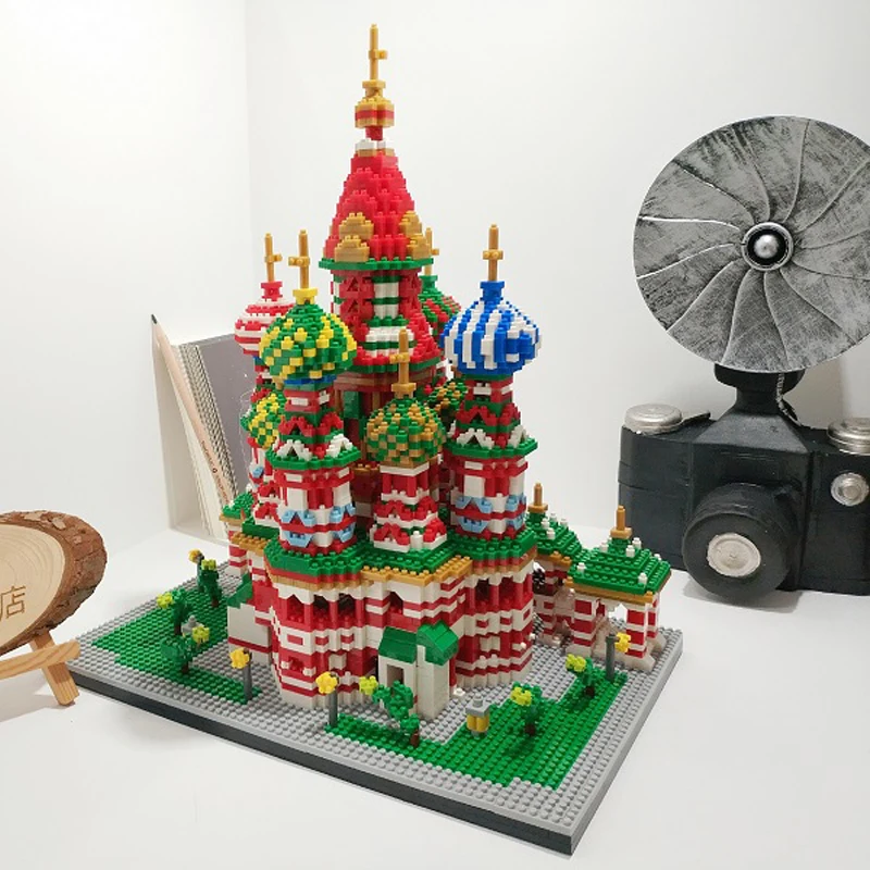 Мировая архитектура Соборная церковь Василия Блаженного DIY 3D модель Мини Маленькие блоки кирпичи алмазные строительные игрушки для детей без коробки