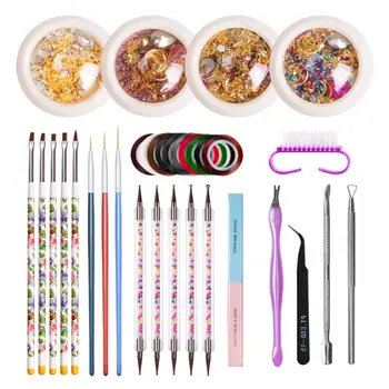 

Nail Art Brush Dotting Painting Pen Picker Rhinestones Manicure Care Tool Set 28TA