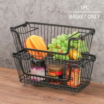 

Pantry Sundries Organizer Desktop Multifunction With Handles Cabinet Household Kitchen Counter Iron Art Bathroom Storage Basket