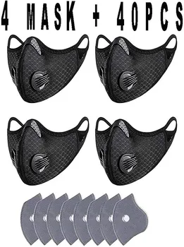 

4PC Unisex Mask With 40 Filters Half Face Reusable Activated Carbon Respirator маска от вируса masque tissu mascherine