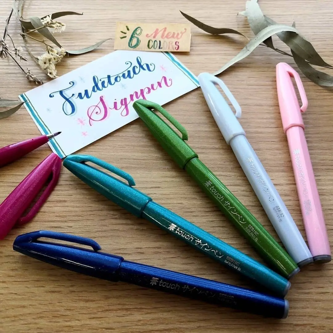 12 Colors Pentel Touch Pastel Brush Pen Set Flexible Tip Calligraphy  Plumones Punta Pincel Drawing Markers Painting Supplies