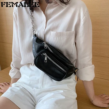 

Designer 2020 Fashion Chains Fanny Pack Adjustable Belt Bag Women Zipper New Brand Waist Pack Waist Bag PU Leather Chest Bag