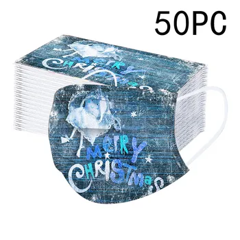 

50pc Mouth Masks Merry Christmas Printing Masks For Protection Mascaras Disposable 3 Layer Filter Masks Face Mask Mouth Cover