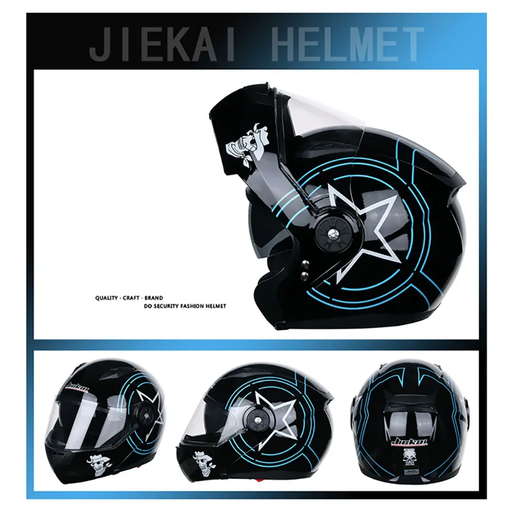 Jiekai Caschi da Moto Motocicletta Completa Viso Casco Strada Della Bici Corsa Casco da Motociclista con Il Sole Visiera a Doppia Lente Moto Caschi da Bicicletta