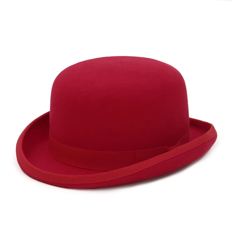 100% Wool Felt Derby Bowler Hats For Men Women Satin Lined Fashion ...