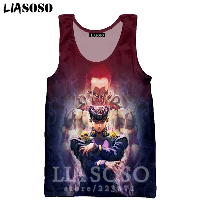 LIASOSO, новинка, для мужчин и женщин, Kujo Jotaro, толстовка, 3D принт, аниме, JoJo, Необычные приключения, жилет с круглым вырезом, майка, пуловер без рукавов, A317