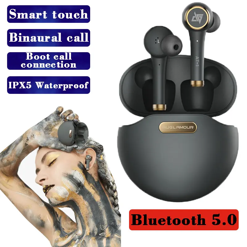 

AUGLAMOUR AT-1 Bluetooth 5.0 TWS Earbuds Wireless Earphones Fone De Ouvido Smart Touch Headset Noise Cancelling Ear Style