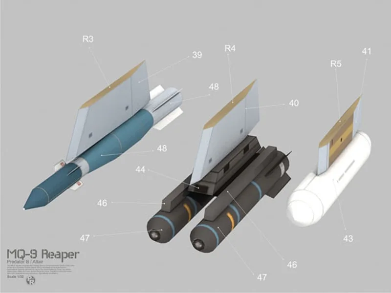 63 см MQ-9 жнец разведочный самолет Дрон самолет DIY 3D бумажная карточка модель Конструкторы строительные игрушки Военная Модель