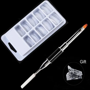 

17cm Double-head Pen 100pcs/set Plastic Box Extension Nails And 10 Nail Mold Clip Three-piece Set Nail Art Tools Accessories