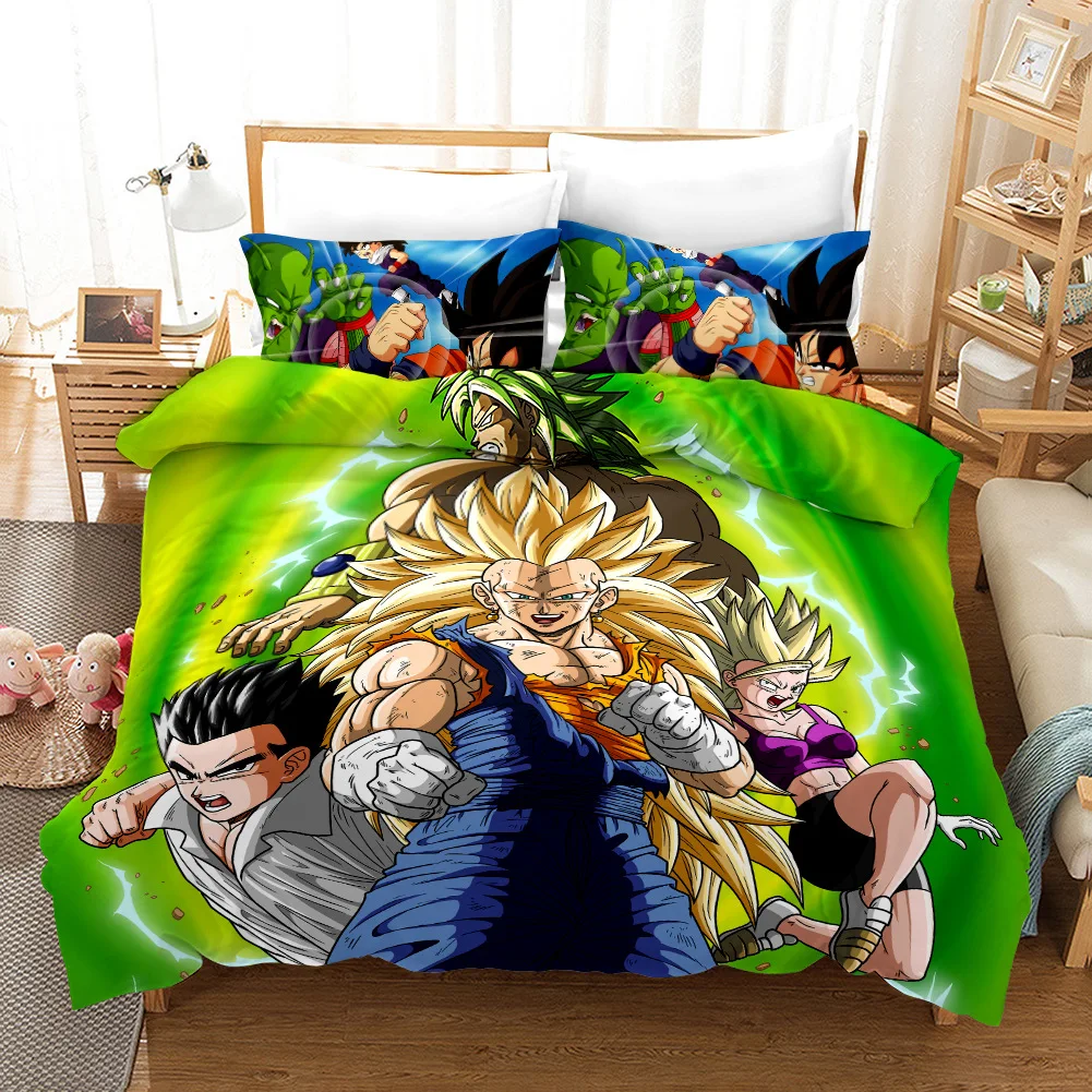 Комплект постельного белья с 3D рисунком, с принтом Dragon Ball, детская кровать для взрослых, набор пододеяльников, набор пододеяльников, двуспальный размер, наволочки, одеяло, постельное белье
