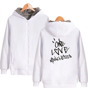 

Frdun Tommy 2018 LOVE Ariana Grande Team Thicken cotton Zipper Parkas Oversize Hoodies Winter Men/Women Kpop Warm Fashion Parkas