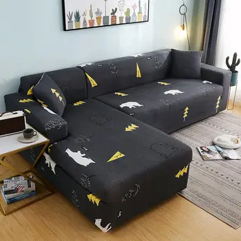 

Elastic Sofa Cover Sets Comfortable Corner Sofa Slipcover Protector Full Cover Universal L-Style Sofa Covers For Living Room