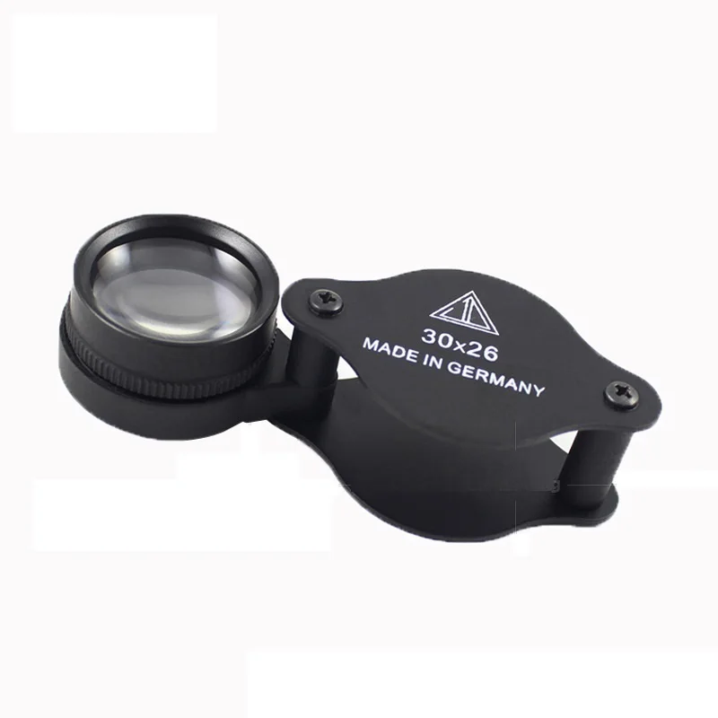 All-Optical Handheld Magnifier 30X26 Zeiss Lens Magnifying Glass Black Metal Folding Portable Jewelry Loupe | Инструменты