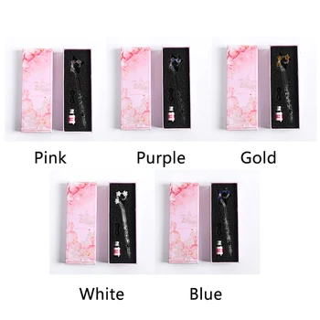 

Gift Writing Glass Dip Pen Set Calligraphy Spiral Design Ink Easy Clean Drawing Signature Handmade For Art Cherry Blossom
