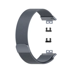 Milanese Stainless Steel Metal Watch Strap - Elegant Loop Band for Huawei Watch Fit (Gray)
