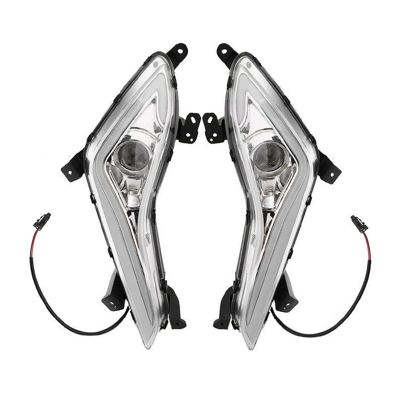 2pcs LED DRL Daytime Running Lights Fog For Hyundai Elantra 2014 2015 2016 Car Front Bumper lamps Turn Singal White | Автомобили и