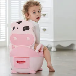 Bonito animal vacas bebê pote infantil portátil toalete do bebê potty tigela toalete assento para bebês crianças encosto potty treinamento