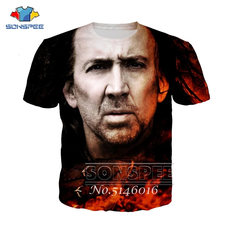 SONSPEE Nicolas Cage, забавная футболка с 3d принтом, унисекс, повседневная, короткий рукав, летняя Мужская модная повседневная одежда, футболки, топы, одежда t118
