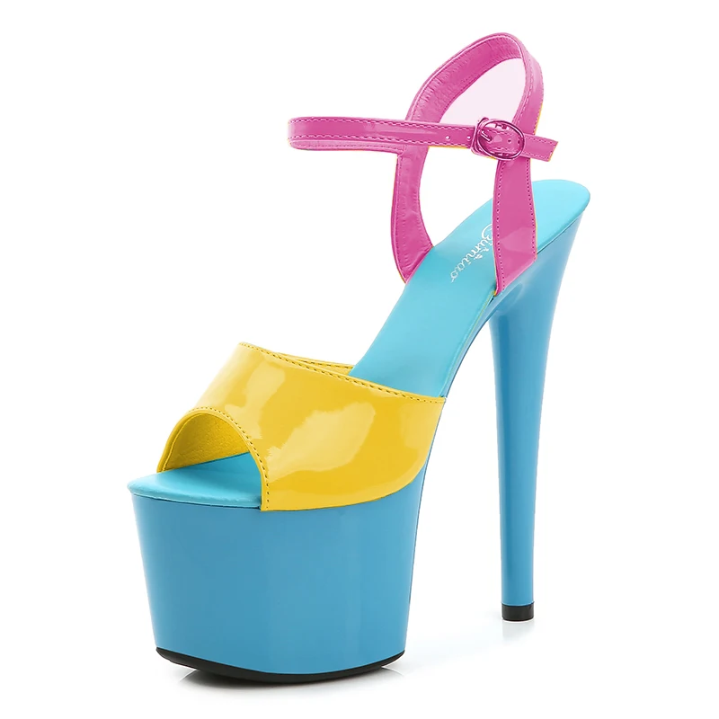 Stripper Heels Women Shoes Summer Platform High Heels Sandals Thin-heeled 17cm Mixed Colors Sexy Waterproof Wedding shoe
