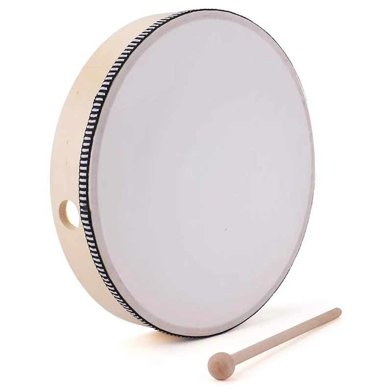 10 Inch& 8 Inch Hand Drum Kids Percussion Wood Frame Drum with Drum Stick