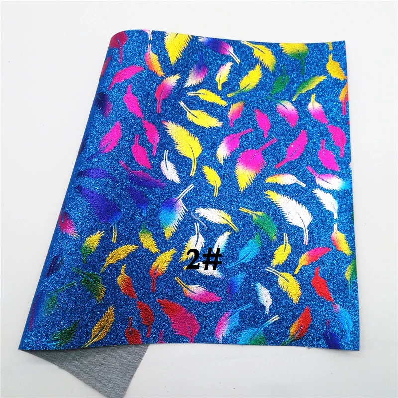 2 Glitterwishcome 21X29 см A4 Размер синтетическая кожа, перо блеск с принтом кожа, искусственная кожа ткань винил для бантов, GM567A - Цвет: 2