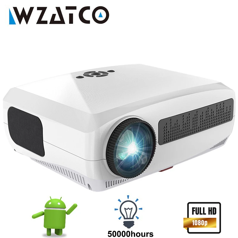 Светодиодный проектор WZATCO C3 Android 1080 Full HD 300 P дюйма большой экран Wi-Fi домашний