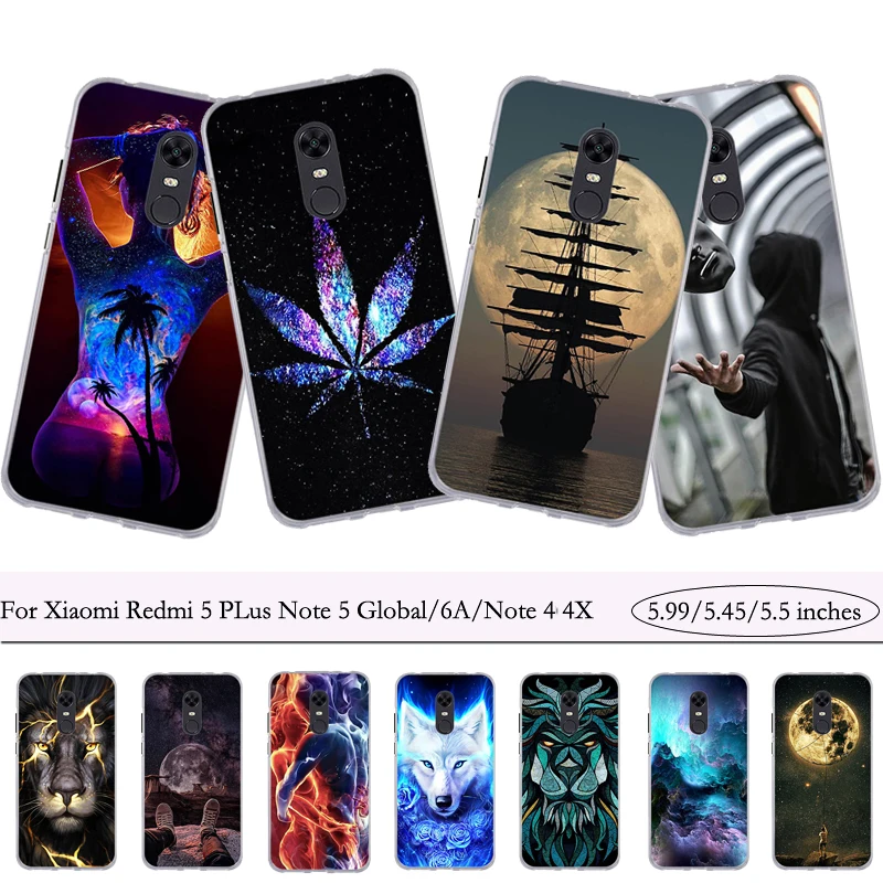 Case For Xiaomi Redmi 5 Plus Note Cover Soft TPU Silicone for 6A Fundas Bumper 4 4X Bag |