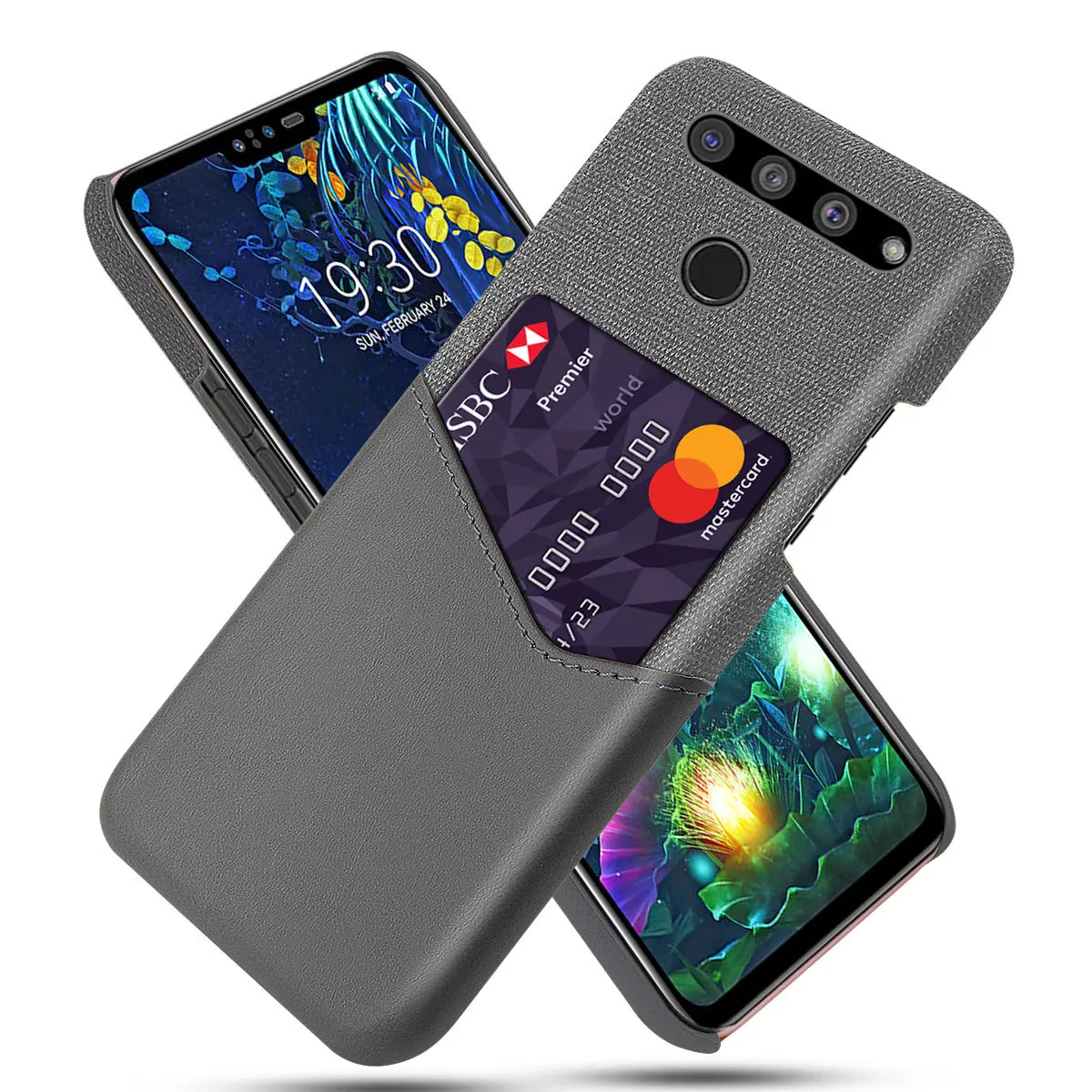 DCK кожа жесткая ткань с картой Защитные чехлы для телефонов LG V50 ThinQ V40 V30 V20 V10 тонкий гибридный жесткий чехол для телефона - Цвет: Серый