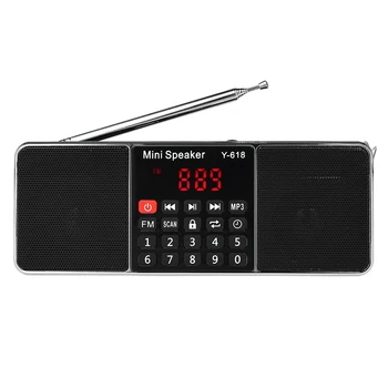 

Y-618 Mini Fm Radio Digital Portable Dual 3W Stereo Speaker Mp3 o Player High Fidelity Sound Quality W/ 2 Inch Display S