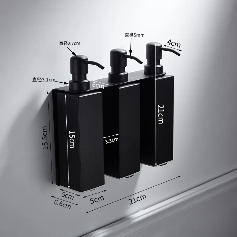 3Pcs Soap Dispenser set Wall mounted Black bathroom Hand Liquid Soap holder soap dispenser 304 Stainless Steel Shampoo bottles 3Pcs Soap Dispenser set Wall mounted Black bathroom Hand Liquid Soap holder soap dispenser 304 Stainless Steel Shampoo bottles