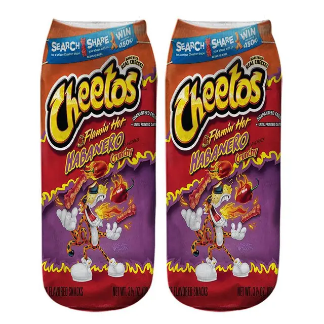 New Summer Fashion 3D Printing Socks Cute Art Creative Food Chips Ankle Socks Harajuku Funny Happy Sock HKD11106-13