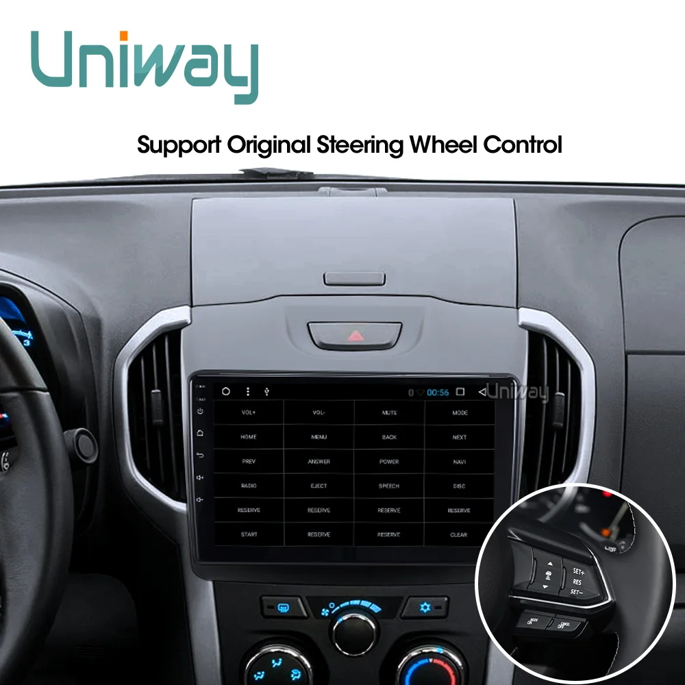 Best uniway android 8.1 car dvd for Chevrolet S10 ISUZU D-MAX 2015-2018 car radio gps navigation  with steering wheel Navigation GPS 5