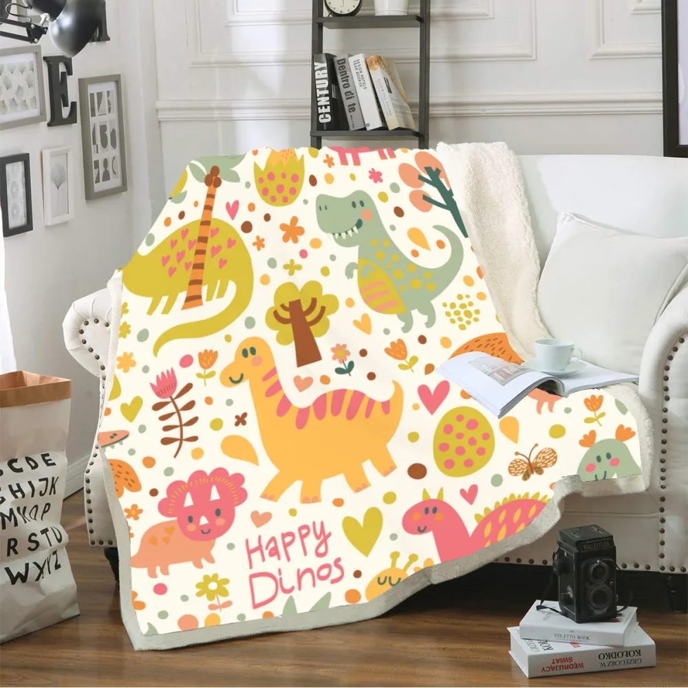 

Cartoon Throw Blanket Baby Dinosaur Soft Coral Fleece Blankets for Kids Boys Girls Home Bed Sofa Cover Party Travel Warm Blanket