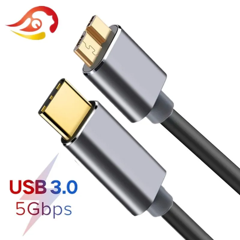 Cable USB tipo C a Micro B 3,0, Conector de datos de 5Gbps, adaptador para disco duro, teléfono inteligente, PC, Cargador USB tipo C, cable de disco de cámara