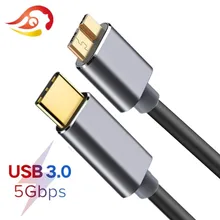 Usb c para micro b 3.0 cabletype c 5gbps adaptador de conector de dados para disco rígido smartphone pc usb tipo c carregador cabo de disco de câmera