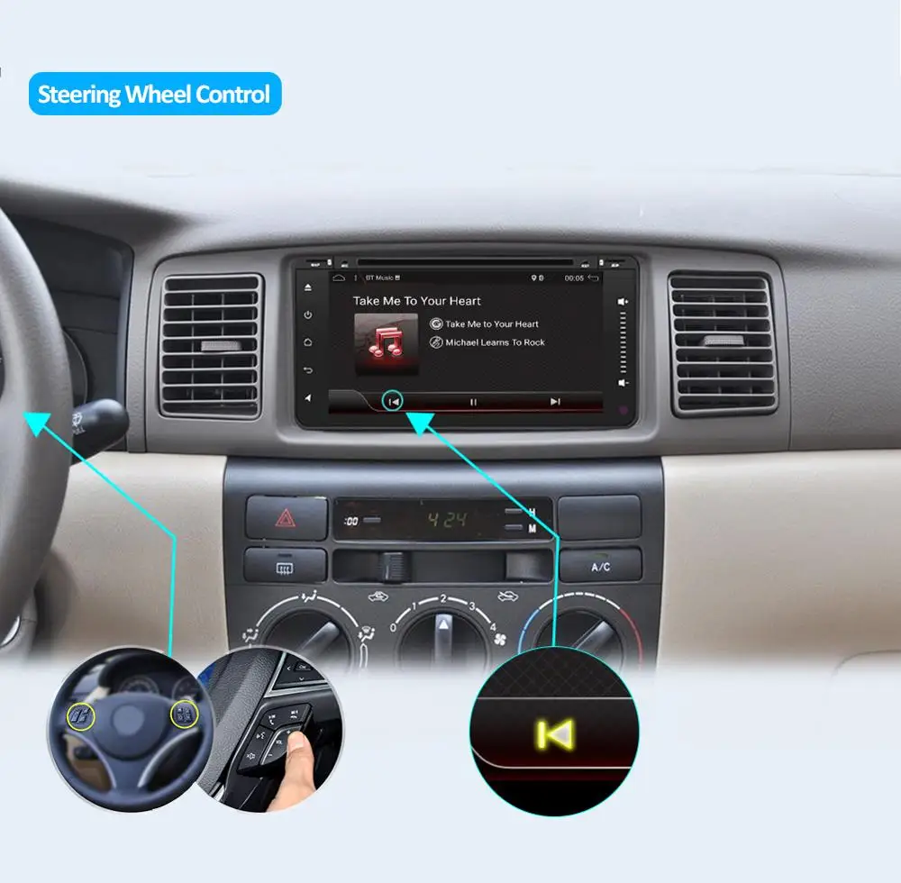 Best Bosion 2 din Android 9.0 car radio gps for Toyota Old Corolla Universal radio wifi BT DAB+ Capacitive 6.2 inch car DVD player 3